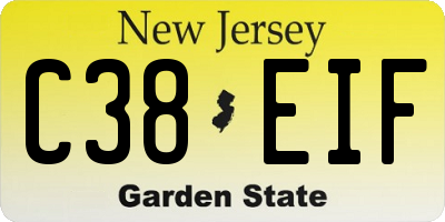 NJ license plate C38EIF