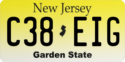 NJ license plate C38EIG