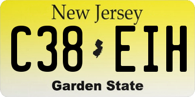 NJ license plate C38EIH