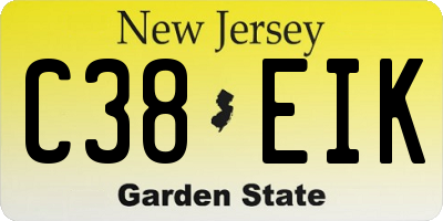 NJ license plate C38EIK