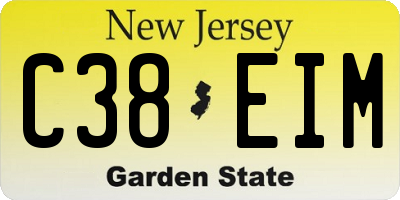 NJ license plate C38EIM