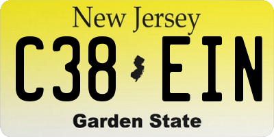 NJ license plate C38EIN