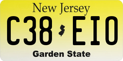 NJ license plate C38EIO