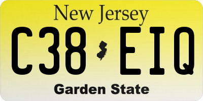 NJ license plate C38EIQ