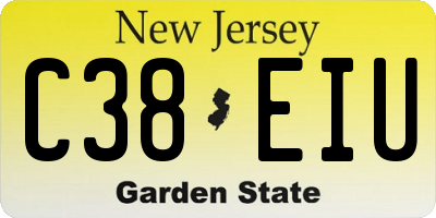 NJ license plate C38EIU