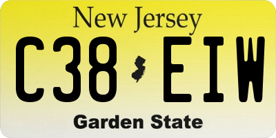 NJ license plate C38EIW