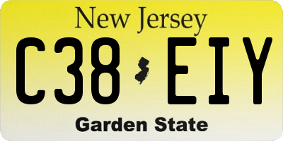 NJ license plate C38EIY