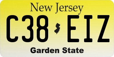 NJ license plate C38EIZ