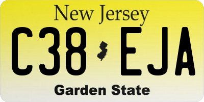 NJ license plate C38EJA