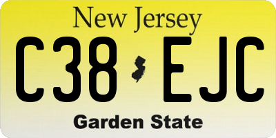 NJ license plate C38EJC