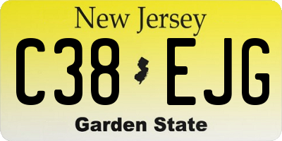 NJ license plate C38EJG