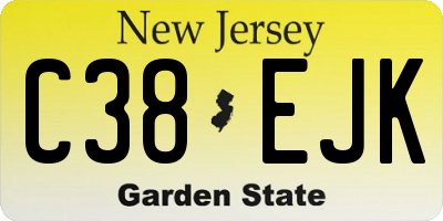 NJ license plate C38EJK