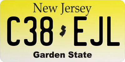 NJ license plate C38EJL