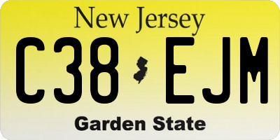 NJ license plate C38EJM