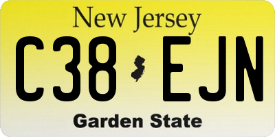 NJ license plate C38EJN