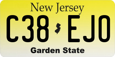 NJ license plate C38EJO
