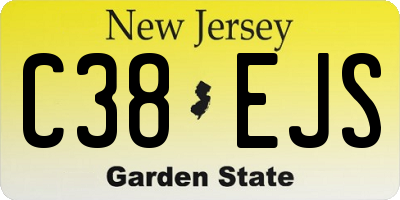 NJ license plate C38EJS