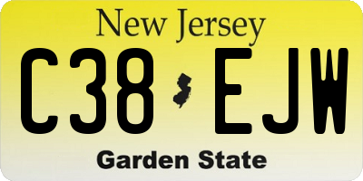 NJ license plate C38EJW