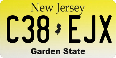 NJ license plate C38EJX