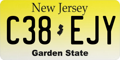 NJ license plate C38EJY