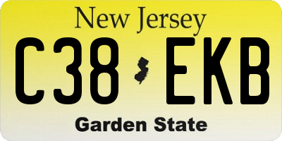NJ license plate C38EKB