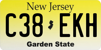 NJ license plate C38EKH