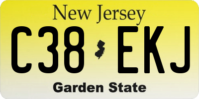 NJ license plate C38EKJ