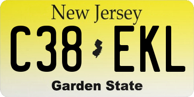 NJ license plate C38EKL