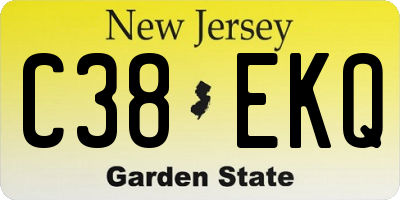 NJ license plate C38EKQ