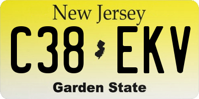 NJ license plate C38EKV