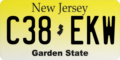NJ license plate C38EKW