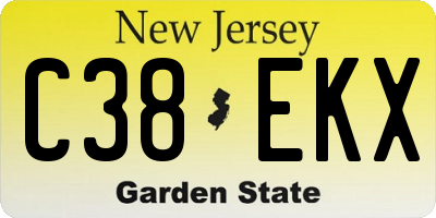 NJ license plate C38EKX