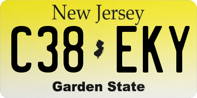 NJ license plate C38EKY