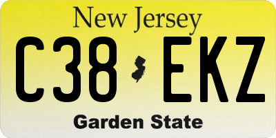 NJ license plate C38EKZ