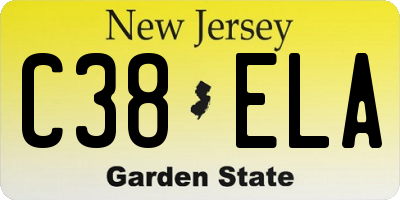 NJ license plate C38ELA