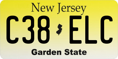 NJ license plate C38ELC