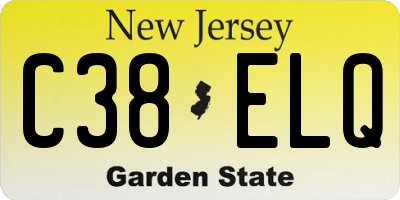 NJ license plate C38ELQ