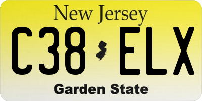 NJ license plate C38ELX