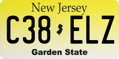 NJ license plate C38ELZ
