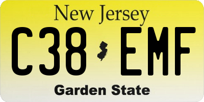 NJ license plate C38EMF
