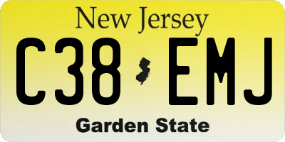 NJ license plate C38EMJ