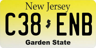 NJ license plate C38ENB