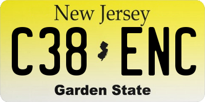NJ license plate C38ENC