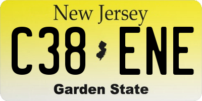 NJ license plate C38ENE