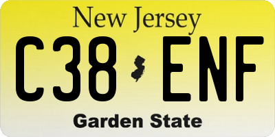 NJ license plate C38ENF