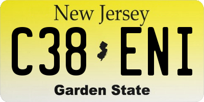 NJ license plate C38ENI