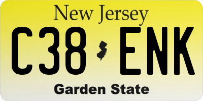 NJ license plate C38ENK
