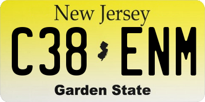 NJ license plate C38ENM