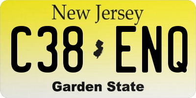 NJ license plate C38ENQ