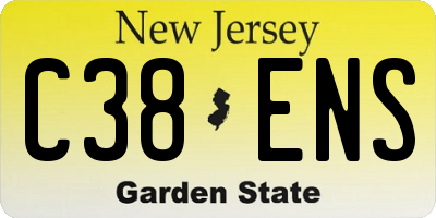 NJ license plate C38ENS